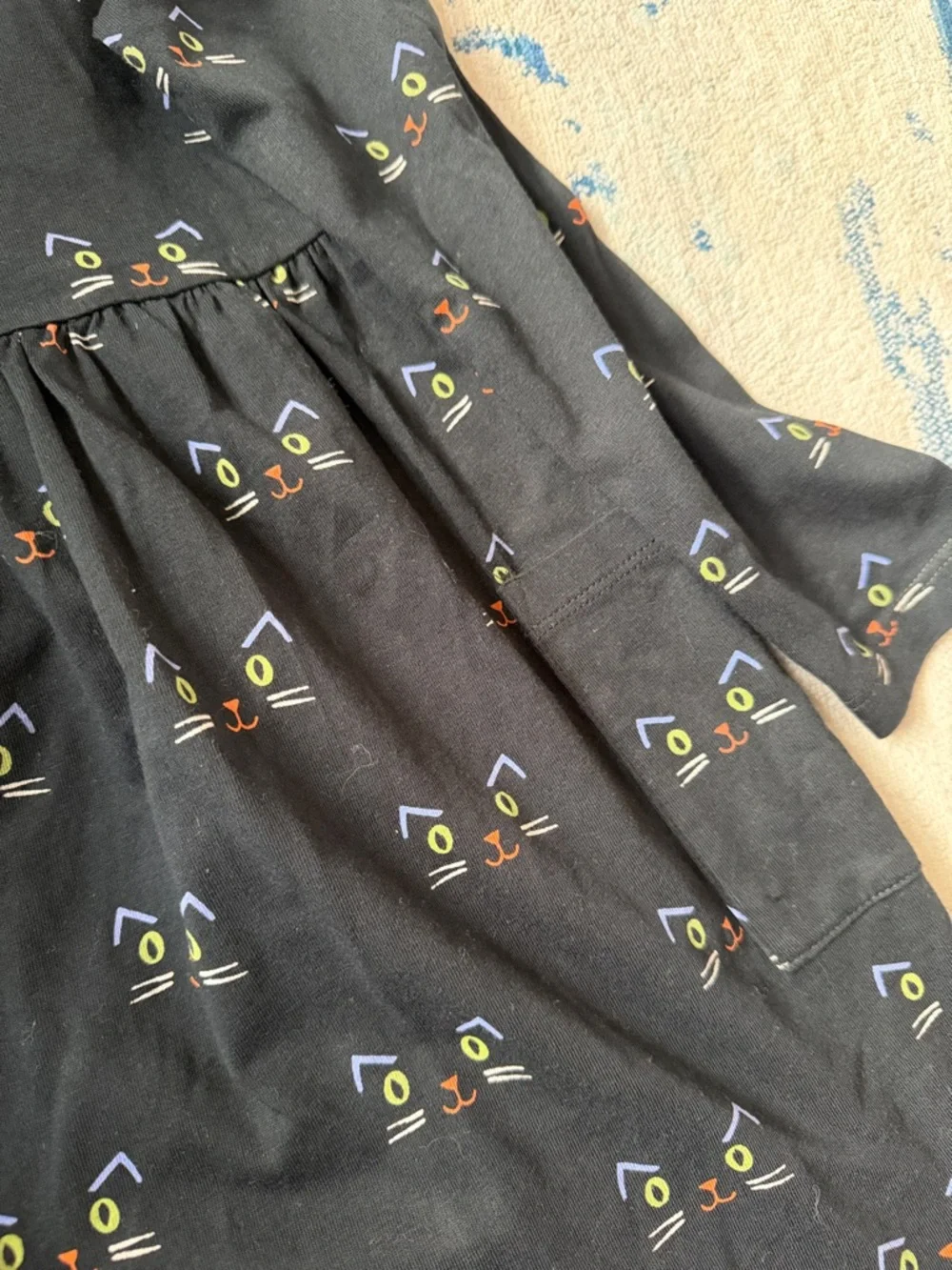 Hanna Andersson Black Long-Sleeve Cat Face Print Dress - Picture 4 of 7